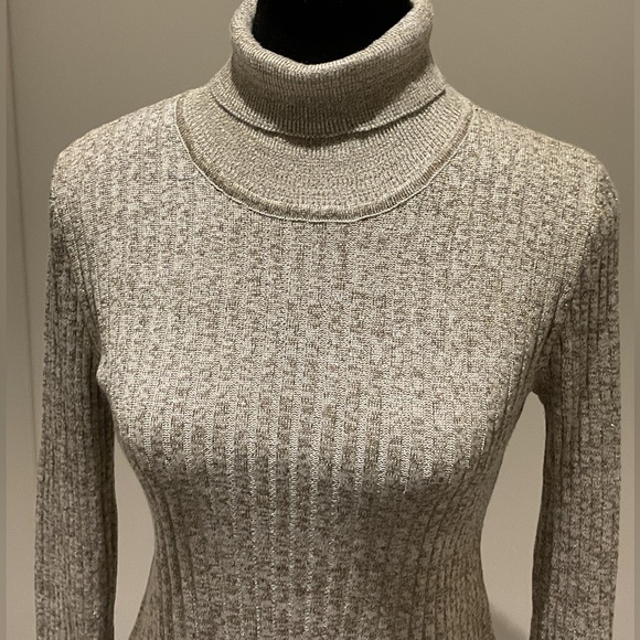 Belldini Metallic Gold Ribbed Knit Turtleneck Top - Picture 3 of 9